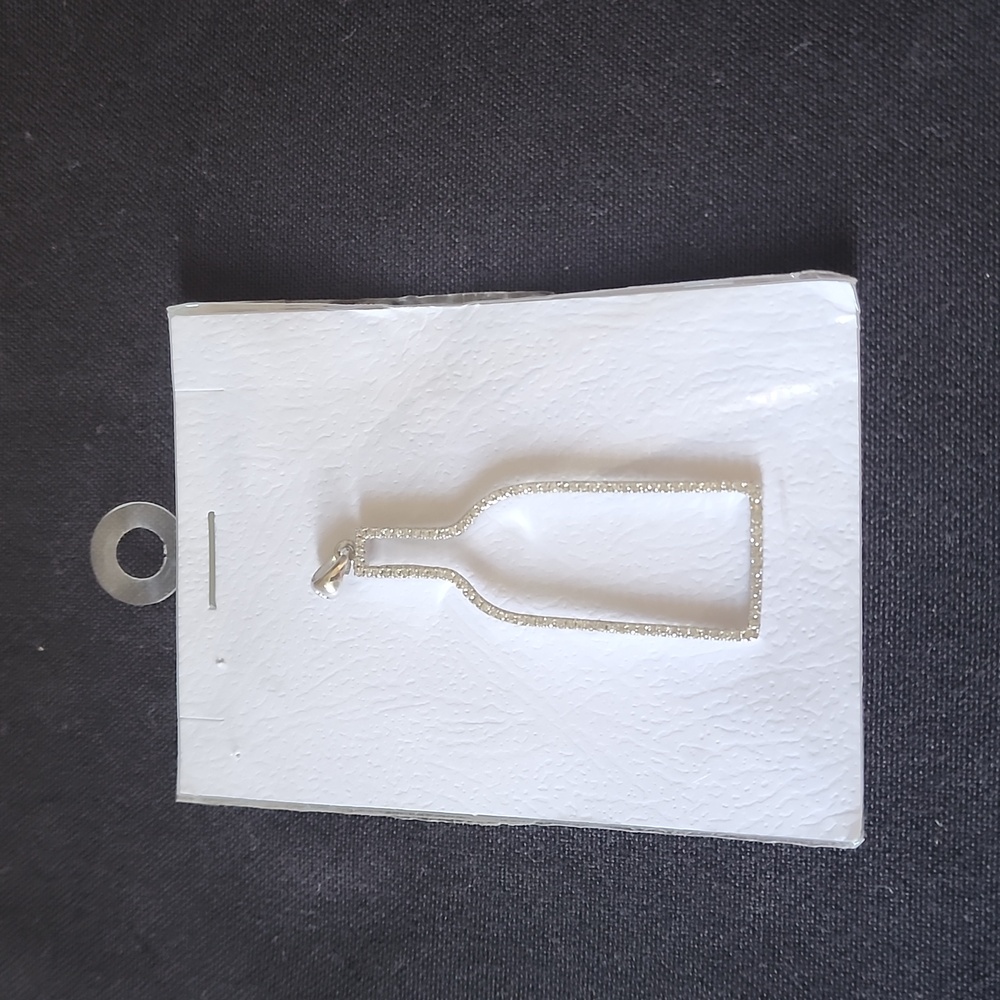 Wine Bottle Shaped Silver Charm - NEVER USED